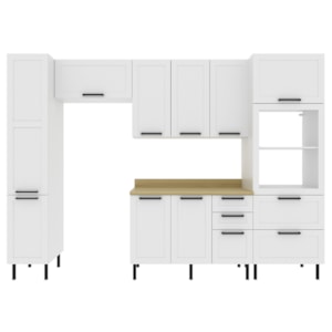 Cozinha Modulada 6 Pecas 190 cm MDF Branco Carvalho Tecno Mobili Cozinha Modulada 6 Pecas 190 cm MDF Branco Carvalho Tecno Mobili