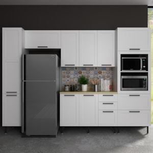 Cozinha Modulada 6 Pecas 190 cm MDF Branco Carvalho Tecno Mobili