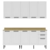 Cozinha Modulada 6 Pecas 200 cm MDF Branco Carvalho Tecno Mobili
