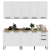 Cozinha Modulada 6 Pecas 200 cm MDF Branco Carvalho Tecno Mobili