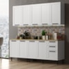 Cozinha Modulada 6 Pecas 200 cm MDF Branco Carvalho Tecno Mobili