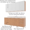 Cozinha Modulada 6 Pecas 200 cm MDP Freijo Branco Marmore Branco Tecno Mobili