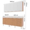 Cozinha Modulada 6 Pecas 200 cm MDP Freijo Branco Marmore Branco Tecno Mobili