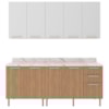 Cozinha Modulada 6 Pecas 200 cm MDP Freijo Branco Marmore Branco Tecno Mobili