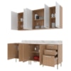 Cozinha Modulada 6 Pecas 200 cm MDP Freijo Branco Marmore Branco Tecno Mobili