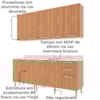 Cozinha Modulada 6 Pecas 200 cm MDP Freijo Marmore Branco Tecno Mobili