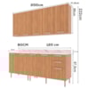 Cozinha Modulada 6 Pecas 200 cm MDP Freijo Marmore Branco Tecno Mobili