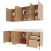 Cozinha Modulada 6 Pecas 200 cm MDP Freijo Marmore Branco Tecno Mobili
