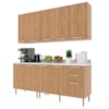 Cozinha Modulada 6 Pecas 200 cm MDP Freijo Marmore Branco Tecno Mobili