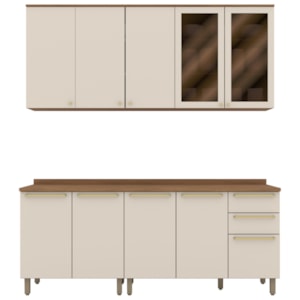 Cozinha Modulada 6 Pecas 200 cm Requinte Nature Areia Henn