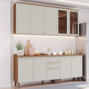 Cozinha Modulada 6 Pecas 200 cm Requinte Nature Areia Henn