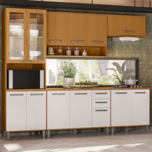 Cozinha Modulada 6 Peças 270 cm Cria PLN Freijo Ripado Off White