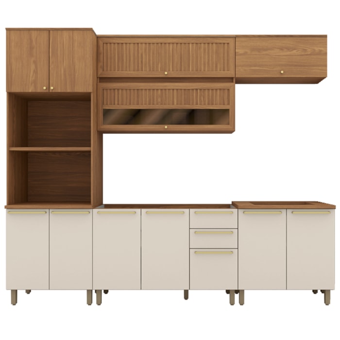 Cozinha Modulada 6 Pecas 272 cm Requinte Nature Areia Henn