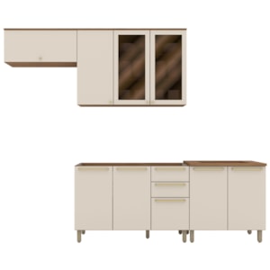 Cozinha Modulada 6 Pecas 280 cm Requinte Nature Areia Henn