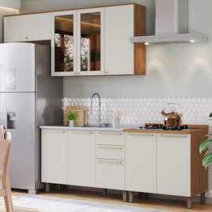 Cozinha Modulada 6 Pecas 280 cm Requinte Nature Areia Henn
