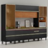 Cozinha Modulada 6 Pecas 310 cm MDF DP3102 Nogueira Carbono Prime Demartez
