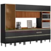 Cozinha Modulada 6 Pecas 310 cm Ripado DP3101 Nogueira Carbono Prime Demartez
