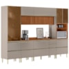 Cozinha Modulada 6 Pecas 310 cm Ripado DP3102 Nogueira Nude Prime Demartez