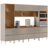 Cozinha Modulada 6 Pecas 310 cm Vidro DP3101 Nogueira Nude Prime Demartez