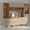 Cozinha Modulada 6 Pecas 310 cm Vidro DP3102 Nogueira Nude Prime Demartez