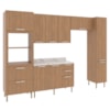 Cozinha Modulada 6 Pecas 320 cm MDP Freijo Marmore Branco Tecno Mobili