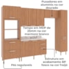 Cozinha Modulada 6 Pecas 320 cm MDP Freijo Marmore Branco Tecno Mobili