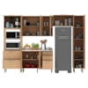 Cozinha Modulada 6 Pecas 320 cm MDP Freijo Marmore Branco Tecno Mobili