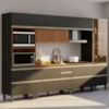 Cozinha Modulada 6 Pecas 330 cm Ripado DP3301 Nogueira Carbono Prime Demartez