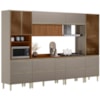Cozinha Modulada 6 Pecas 330 cm Ripado DP3302 Nogueira Nude Prime Demartez