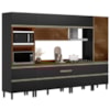 Cozinha Modulada 6 Pecas 330 cm Vidro DP3301 Nogueira Carbono Prime Demartez