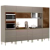 Cozinha Modulada 6 Pecas 330 cm Vidro DP3301 Nogueira Nude Prime Demartez