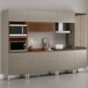 Cozinha Modulada 6 Pecas 330 cm Vidro DP3301 Nogueira Nude Prime Demartez