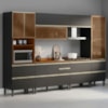 Cozinha Modulada 6 Pecas 330 cm Vidro DP3302 Nogueira Carbono Prime Demartez