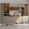 Cozinha Modulada 6 Pecas 330 cm Vidro DP3302 Nogueira Nude Prime Demartez
