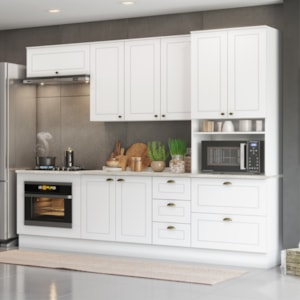 Cozinha Modulada 7 Pecas 272 cm CE790 Americana Branco Calcare Henn