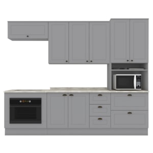 Cozinha Modulada 7 Pecas 272 cm CE790 Americana Cinza Calcare Henn