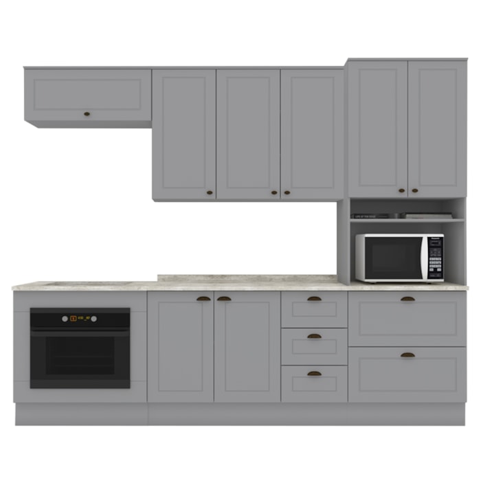 Cozinha Modulada 7 Pecas 272 cm CE790 Americana Cinza Calcare Henn
