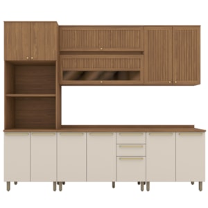 Cozinha Modulada 7 Pecas 272 cm Requinte Nature Areia Henn