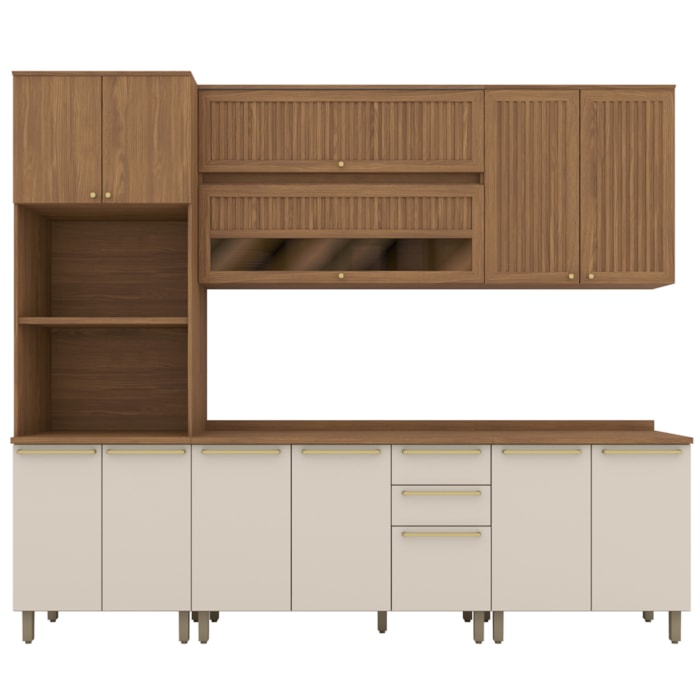 Cozinha Modulada 7 Pecas 272 cm Requinte Nature Areia Henn