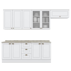 Cozinha Modulada 7 Pecas 280 cm CE791 Americana Branco Calcare Henn