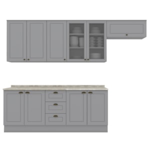 Cozinha Modulada 7 Pecas 280 cm CE791 Americana Cinza Calcare Henn