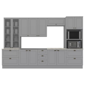 Cozinha Modulada 7 Pecas 343 cm CE172 Americana Cinza Calcare Henn