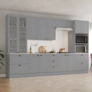 Cozinha Modulada 7 Pecas 343 cm CE172 Americana Cinza Calcare Henn