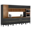 Cozinha Modulada 8 Pecas 370 cm Ripado DP3701 Nogueira Carbono Prime Demartez