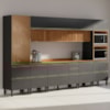Cozinha Modulada 8 Pecas 370 cm Ripado DP3701 Nogueira Carbono Prime Demartez