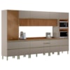Cozinha Modulada 8 Pecas 370 cm Ripado DP3701 Nogueira Nude Prime Demartez