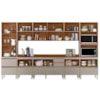 Cozinha Modulada 8 Pecas 370 cm Ripado DP3701 Nogueira Nude Prime Demartez