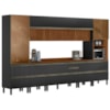 Cozinha Modulada 8 Pecas 370 cm Ripado DP3702 Nogueira Carbono Prime Demartez