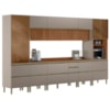 Cozinha Modulada 8 Pecas 370 cm Ripado DP3702 Nogueira Nude Prime Demartez