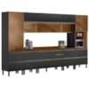 Cozinha Modulada 8 Pecas 370 cm Vidro DP3702 Nogueira Carbono Prime Demartez
